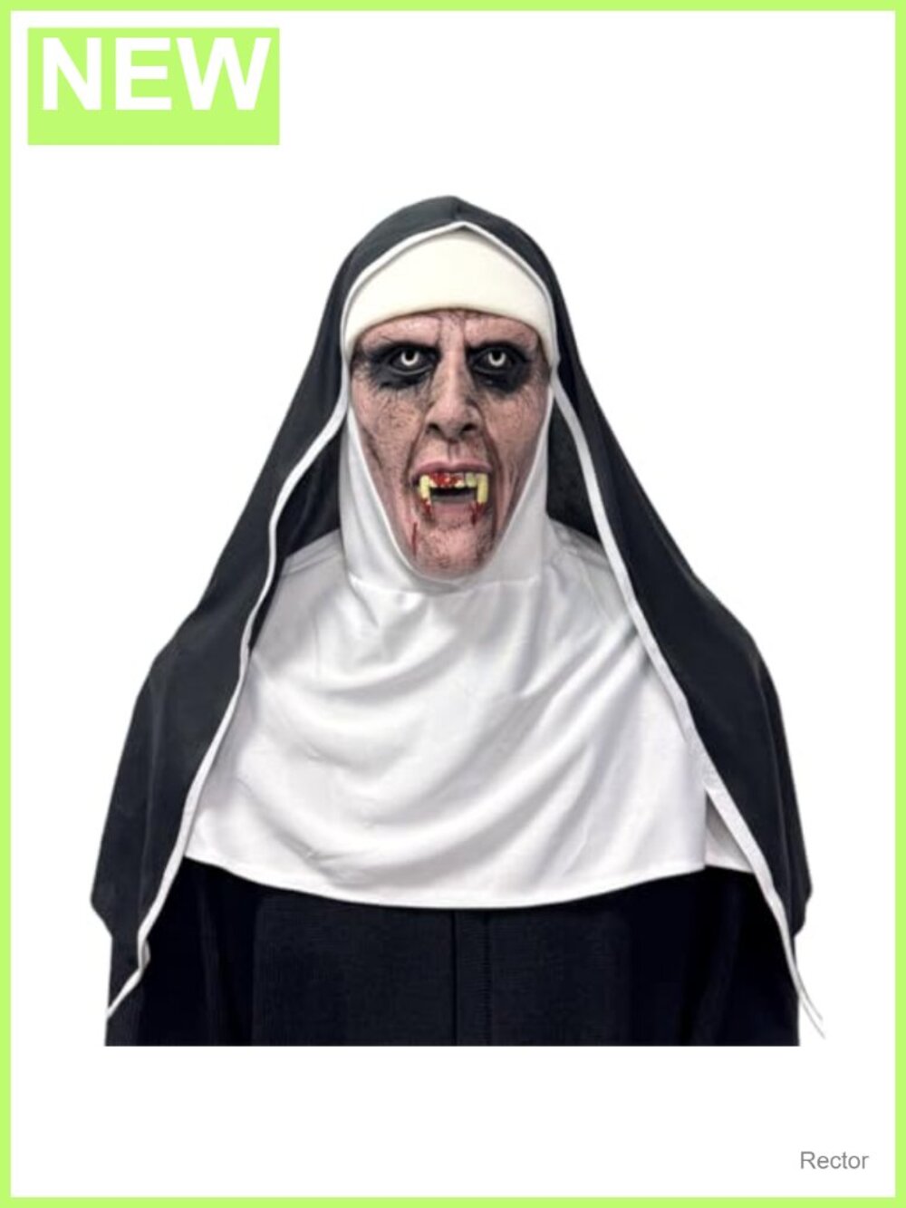 Adult Evil Nun Latex Full Head Mask with Headscarf & Cross Necklace